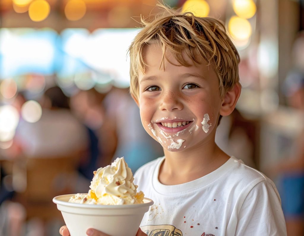 Child eating ice cream.