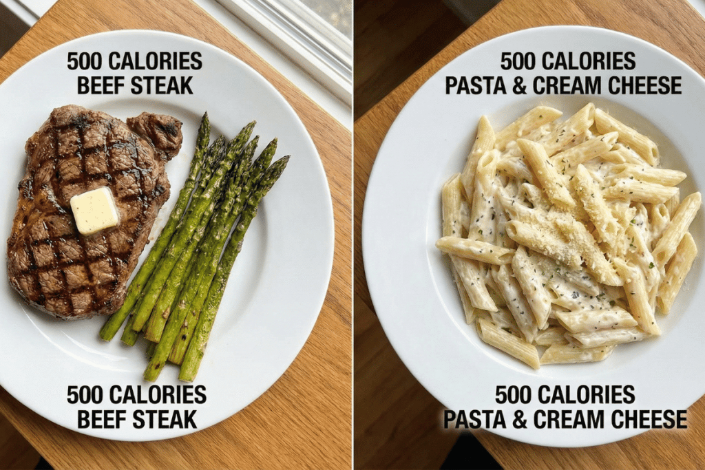 500 Calories Pasta Vs 500 Calories Steak