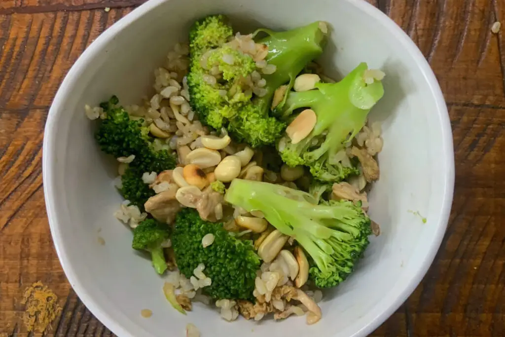 Asian Chicken Peanut Brown Rice Broccoli Salad