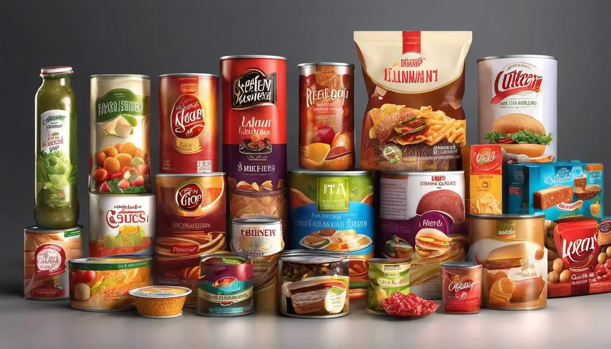 An image of different packaged foods to illustrate the concept of ultra-processed foods.